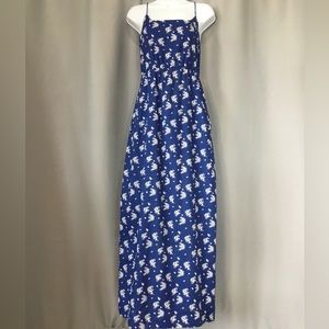 J Crew Royal Blue Floral Print Spaghetti straps Maxi Dress